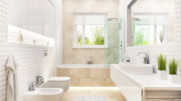 modern bathroom with bathtub Sarasota FL